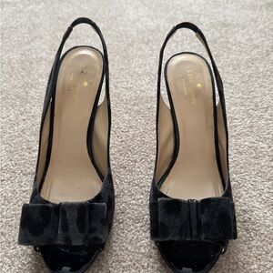 Kate Spade Black Suede Bow Heels